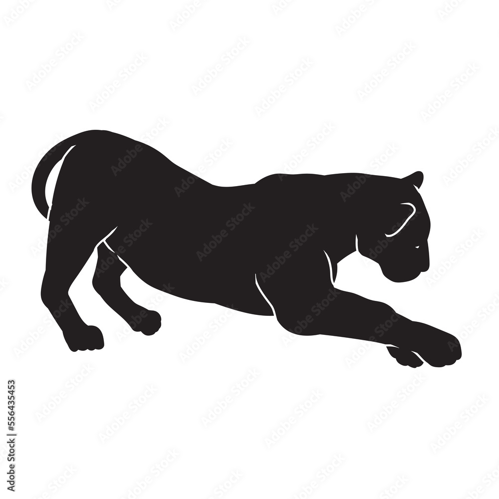 Lioness vector animal black silhouette.
