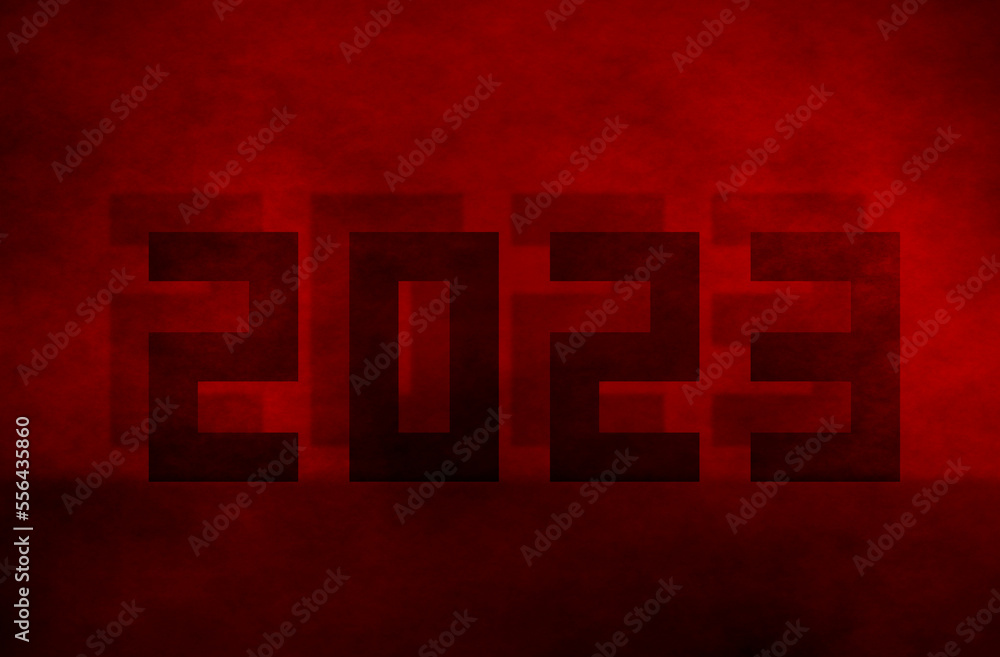 Czerwone tło 2023 nowy rok sylwester - obrazy, fototapety, plakaty 