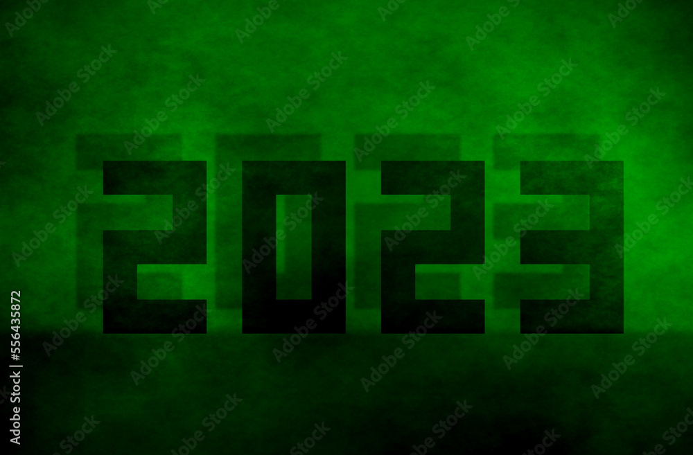 Zielone tło 2023 sylwester nowy rok - obrazy, fototapety, plakaty 