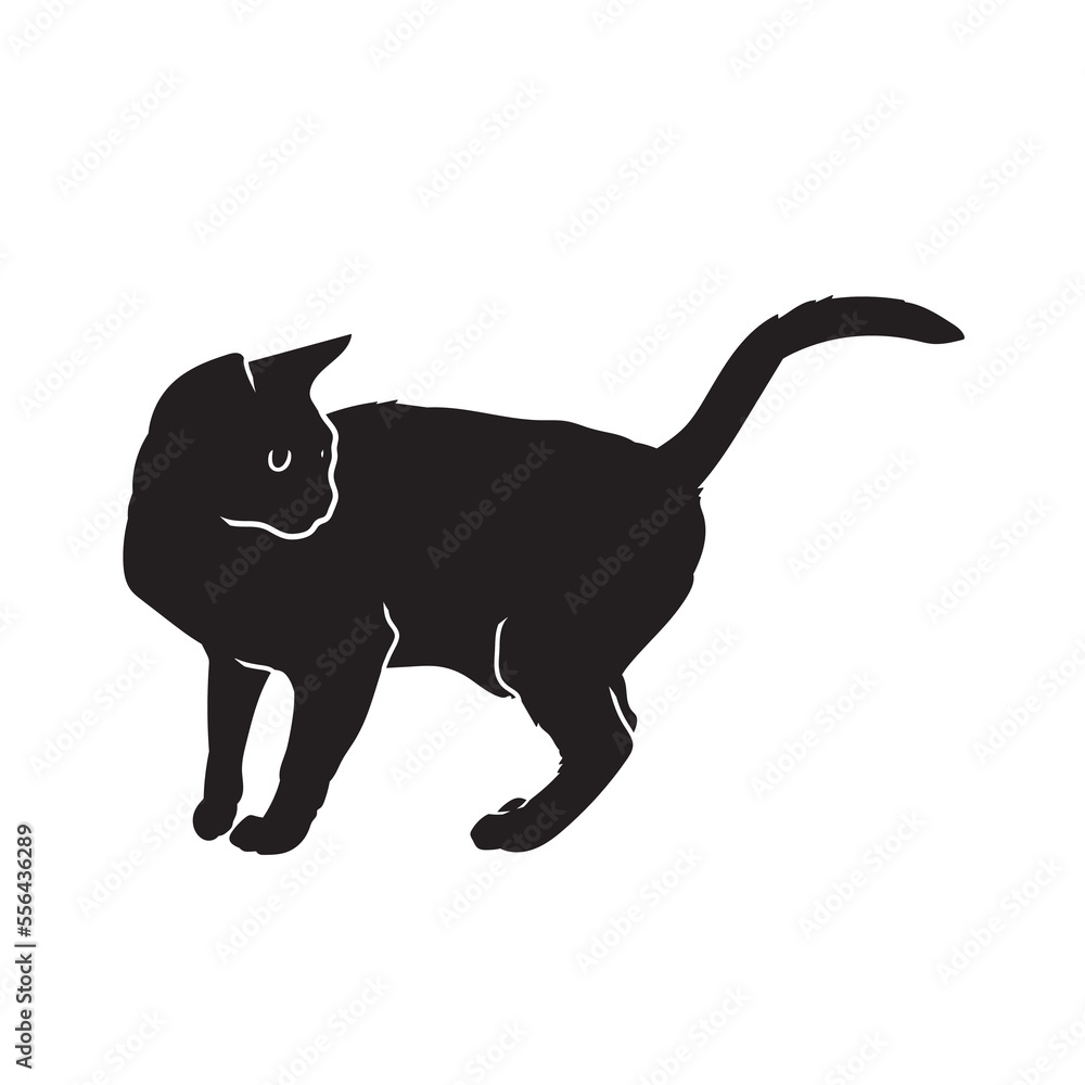Wild cat vector animal black silhouette. Wild cat vector animal black silhouette.
