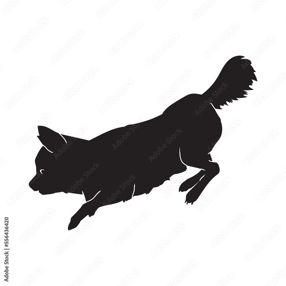 Pouncing Bobcat: Vector Silhouette of Leaping Predator on White Background Pouncing Bobcat: Vector Silhouette of Leaping Predator on White Background