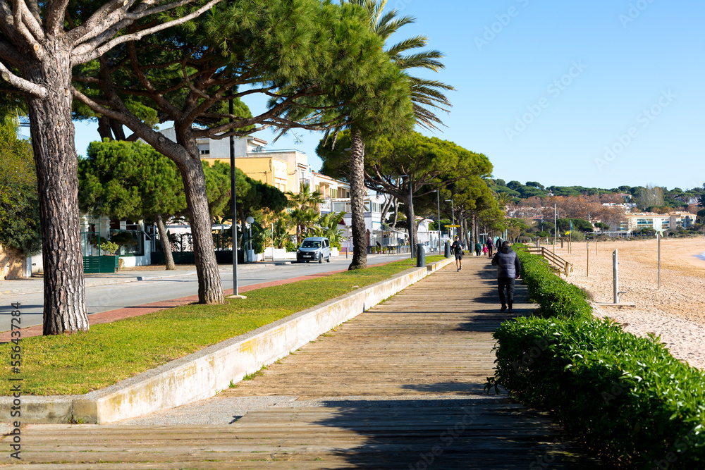 Small promenade of the tourist village of S'Agaró on the Costa Brava, Spain.
