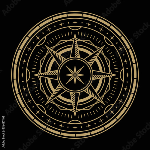mysterious golden magical circle vector design