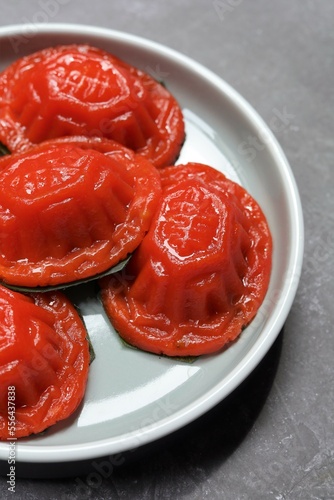 Red Tortoise Cake Isolated Photo. This is a traditional cake originally from Asian region photo