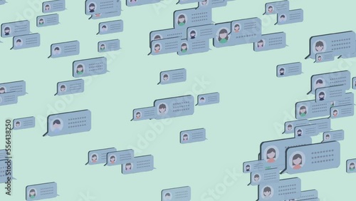 SNSのタイムラインに流れるコメント_緑背景