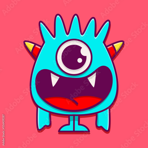 Doodle monster cartoon sticker design illustration