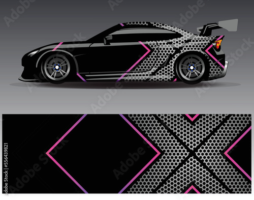 Car wrap design vector. Graphic abstract stripe racing background kit designs for wrap vehicle  race car  rally  adventure and livery