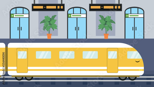 Train on the platform of the railway station