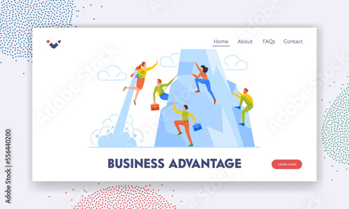 Business Advantage Landing Page Template. Fast Career Boost Or Win Competition, Agility, Innovation Vector Illustration
