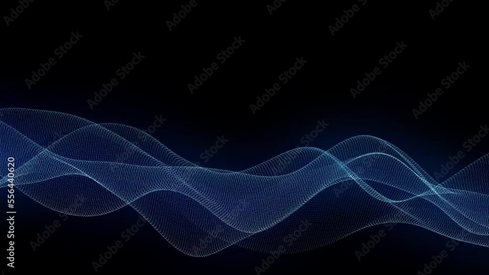 Blue particle mesh waveform on green background Blue particle mesh waveform on green background