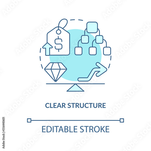 Clear structure blue concept icon. Right balance. Price testing key factor abstract idea thin line illustration. Isolated outline drawing. Editable stroke. Arial, Myriad Pro-Bold fonts used