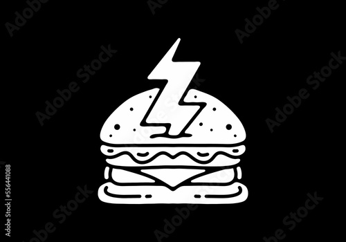 illustration design of the burger and thunder tattoo