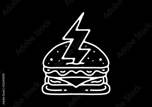 illustration design of the burger and thunder tattoo
