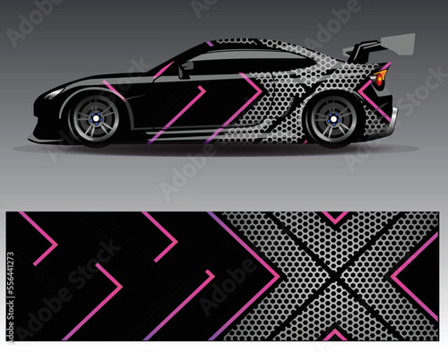Car wrap design vector. Graphic abstract stripe racing background kit designs for wrap vehicle  race car  rally  adventure and livery