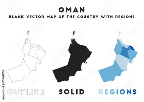 Oman map. Borders of Oman for your infographic. Vector country shape. Vector illustration.