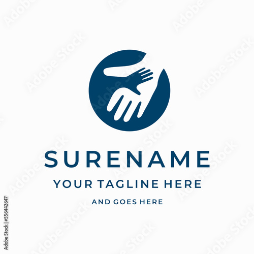 Give hand charity help fund donate humanity organization custom logo design for non-profit logo design vector negative space illustration