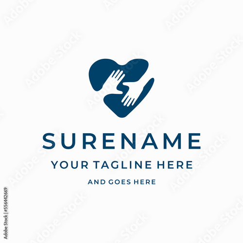 love hand charity give help for humanity abstract letter S custom logo design for non-profit logo design vector illustration 