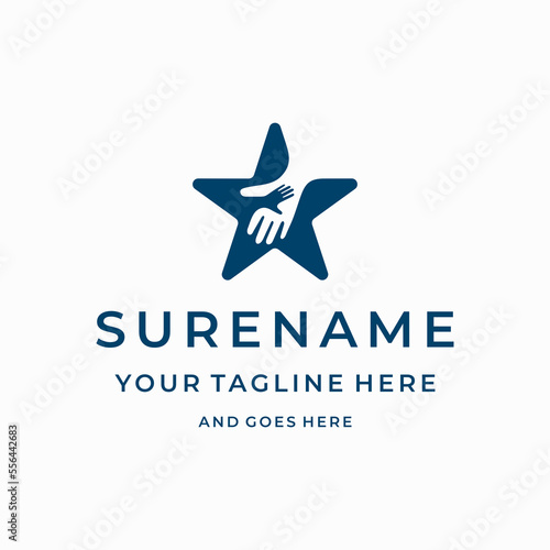 Star charity give help fundraising children custom logo design for non-profit logo design vector illustration