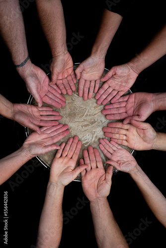 hands on Djembé Drum team building drumming playing african music photo