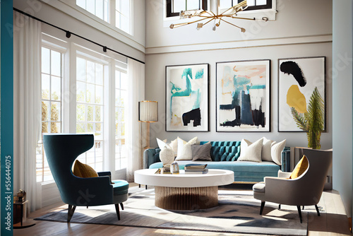 Get a glimpse inside this designer home, where beauty and comfort come together! Beautiful couches, and tall walls with windows that let in plenty of natural light.