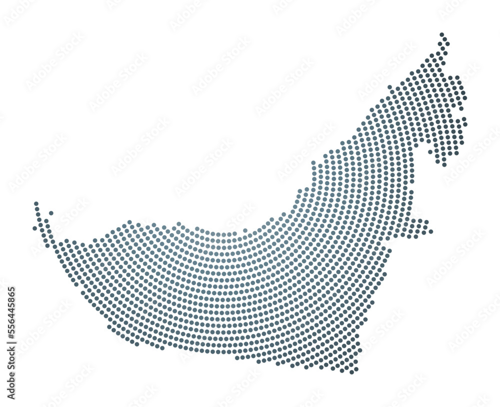 UAE dotted map. Digital style shape of UAE. Tech icon of the country