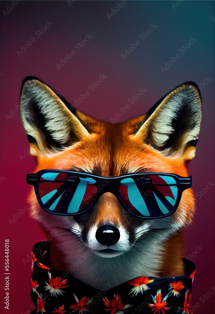 Obraz premium party fox was glasses new yaar's eve celebration