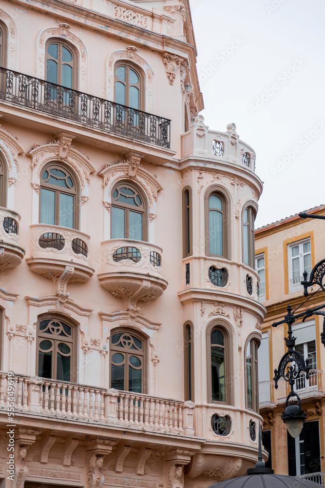 Street view and generic architecture in Malaga, Spain
