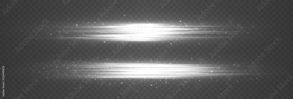 White Exploding Beam Set of white horizontal lens flares pack. Laser beams, horizontal light ...