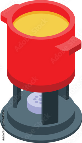 Red pot fondue icon isometric vector. Cooking gourmet. Food cheese