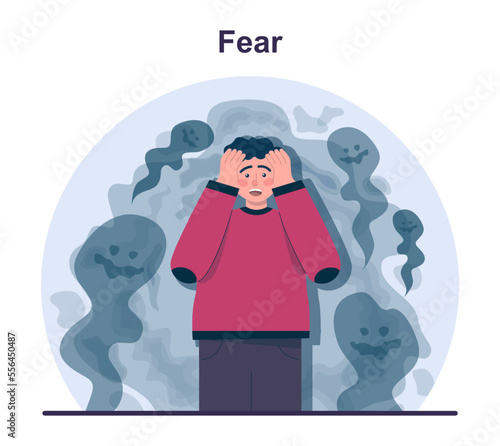 Fear. BASIC Ph concept. Model for coping with grief, emotions management
