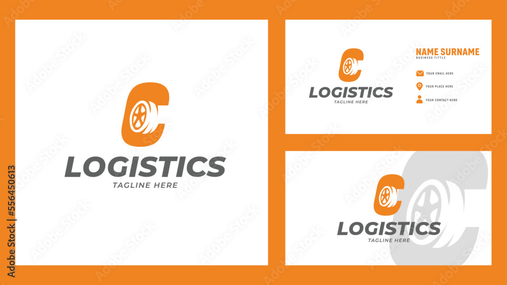 letter C logistics company logo with business card design Stock Vector ...