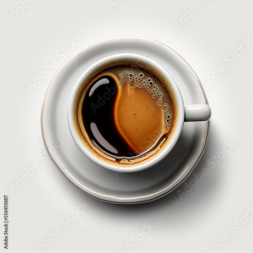 Cup of Ristretto in coffee shop, top view - white background photo