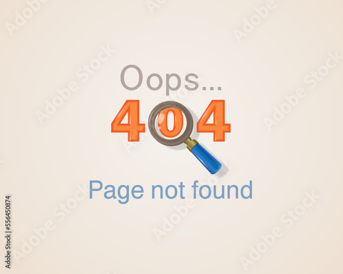 error 404 page not found concept webpage banner magnifying glass