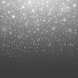Sparkling space magical dust particles. Christmas concept. Silver background of confetti. White confetti and glitter texture.