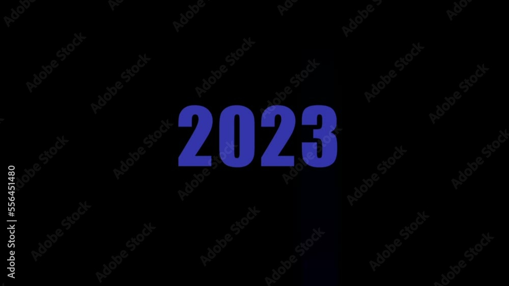 Video with a timer until 2023. Blue rays from below raise numbers. Lights noise Video with a timer until 2023. Blue rays from below raise numbers. Lights noise