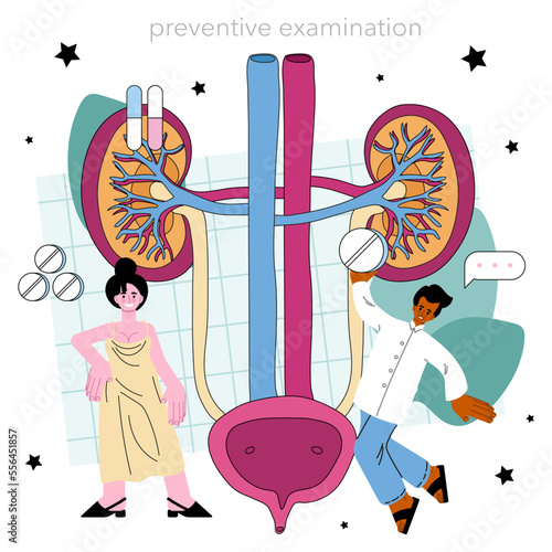 Urologist concept. Urinary system examination, kidney and bladder