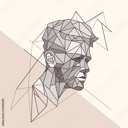 Obraz na płótnie Polygonal human face, modern design, angular shapes, vector illustration w salonie