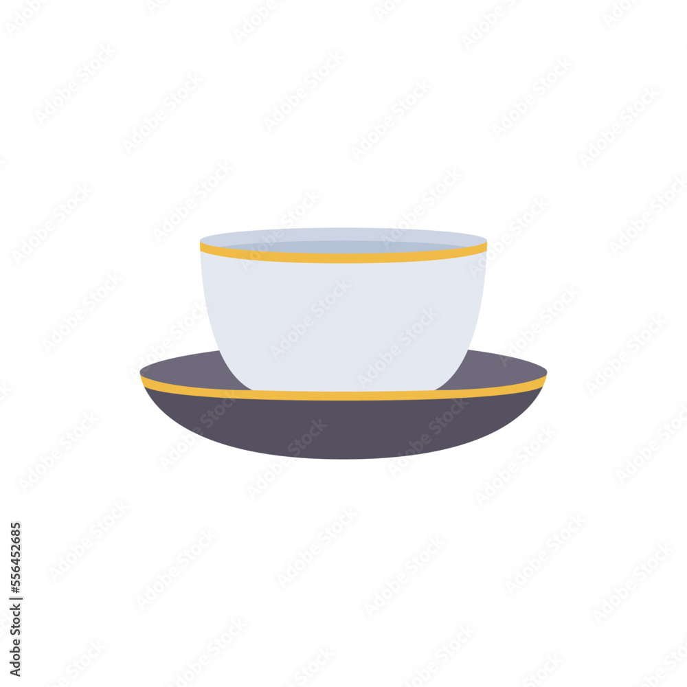 Porcelain Mug Flat Illustration. Clean Icon Design Element on Isolated White Background