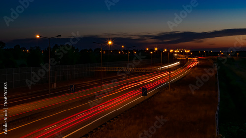 lights of cars with night. long exposure