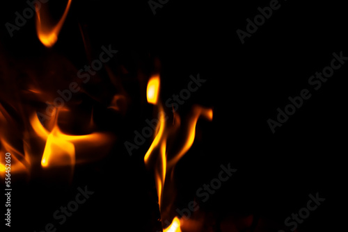 fire flames on black isolated background. texture