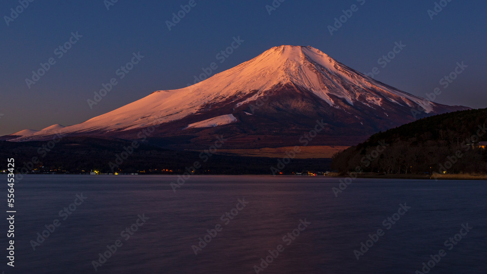 紅富士　山中湖　冬　絶景
