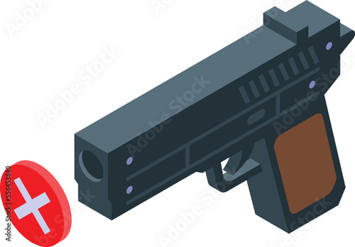 Lobbyist no gun icon isometric vector. Meeting support. Pr politician