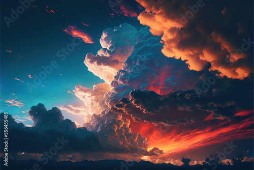 beautiful clouds in the colorful sky, geenrative ai