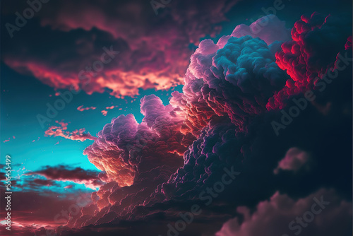beautiful clouds in the colorful sky, geenrative ai