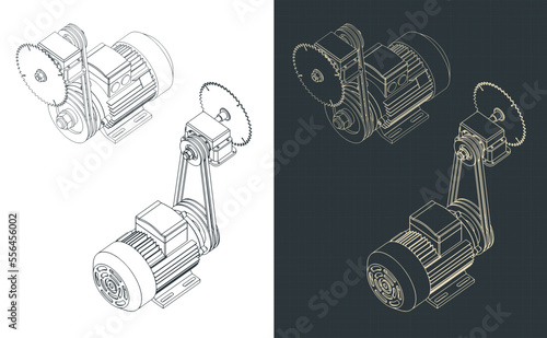 Circular saw machine isometric blueprints