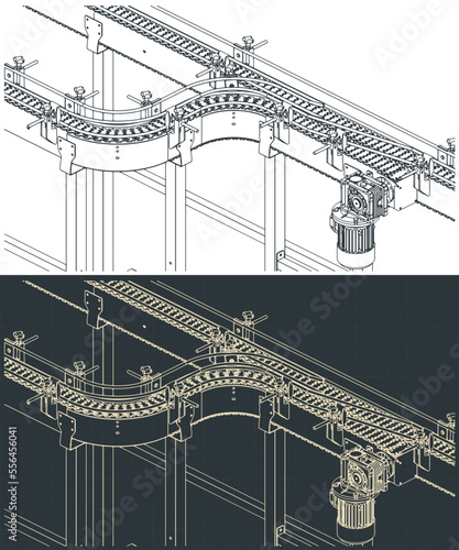 Flex link conveyor isometric blueprints