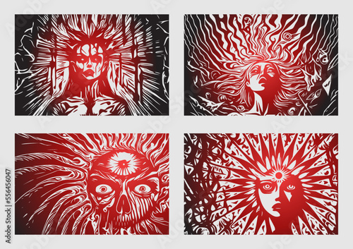 psichedelic horror graphic illustration vector art Background photo