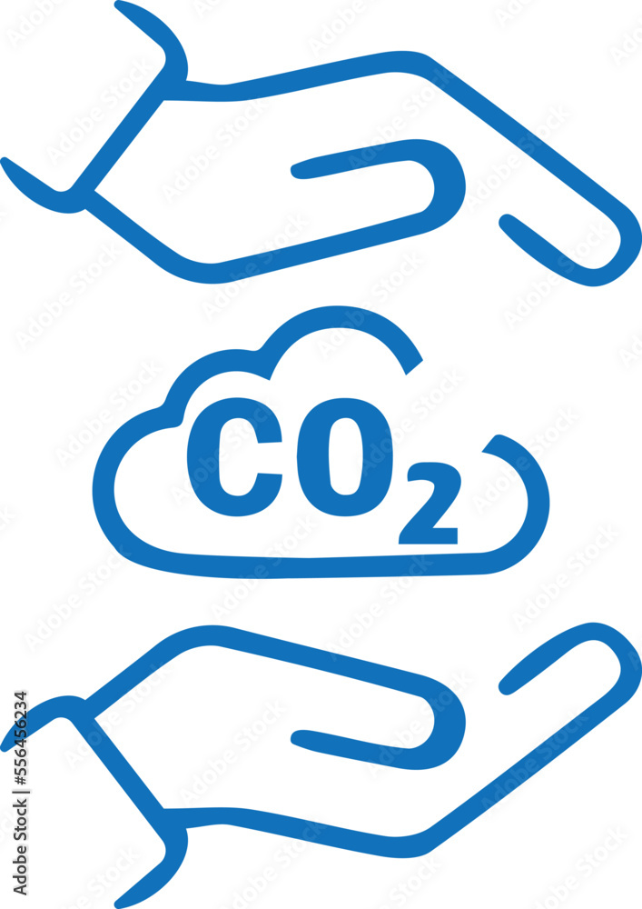 Capture and storage CO2 icon, CO2 storage line icon blue vector Capture and storage CO2 icon, CO2 storage line icon blue vector