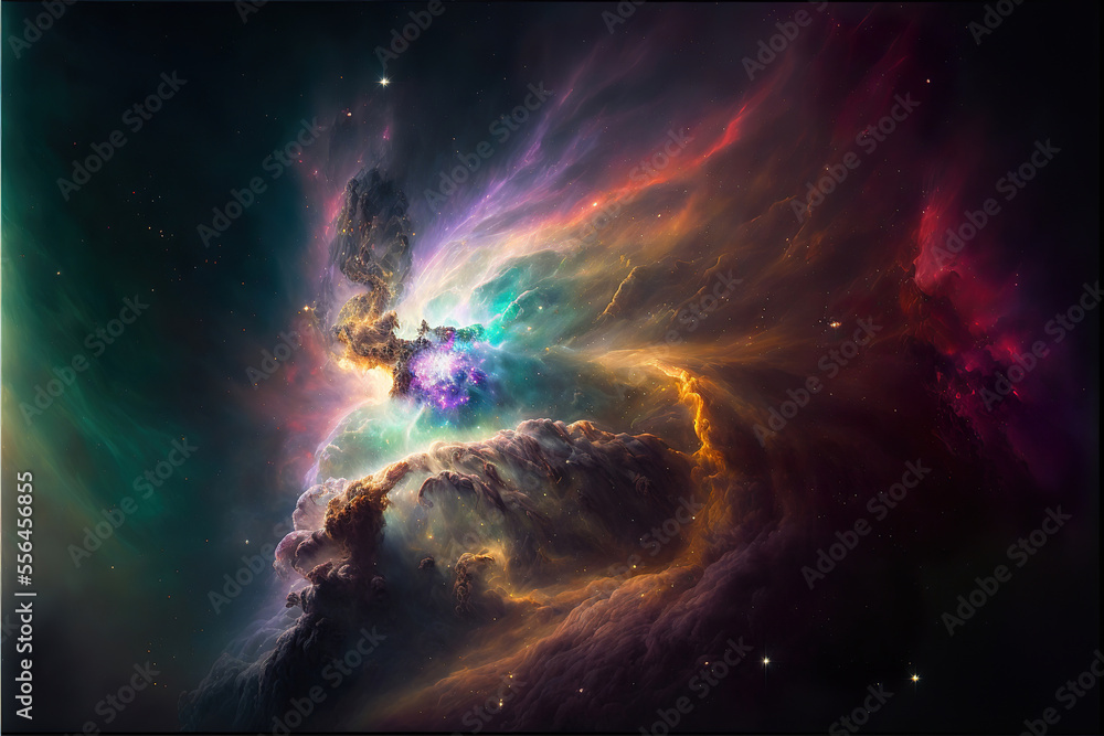 beautiful colorful abstract supernova explosion nebula in space with stars, made with generative ai