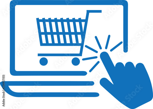 Click and collect order online icon, online order collect icon blue vector